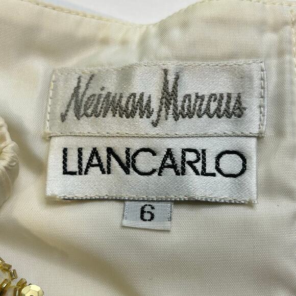 Neiman Marcus Liancarlo VTG sequin silk blend  short sleeve long gown size 6 - Picture 5 of 16